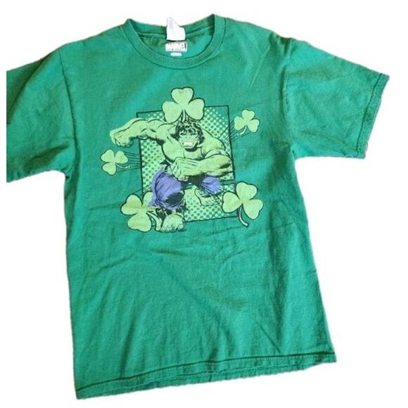 Vintage Marvel The Incredible Hulk Graphic St. Patrick's Day Shamrock T-Shirt - Picture 2 of 6